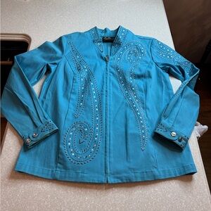 Bob Mackie Wearable Art Jacket (S) Teal